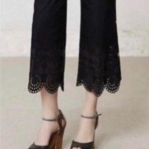 Anthropologie RARe blogger favorite elevensies laser cut lace cropped pants 6
